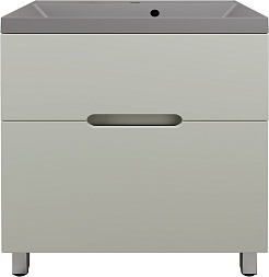 Style Line Тумба с кварцевой раковиной серый шелк Матис 70 олива – фотография-1